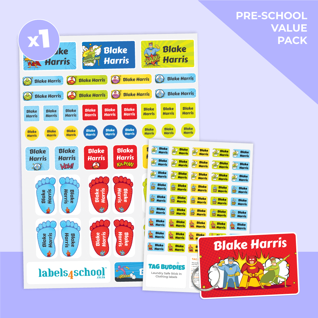 Colour Pre-school Pack | 65 Personalised Name Labels | Labels4school ...