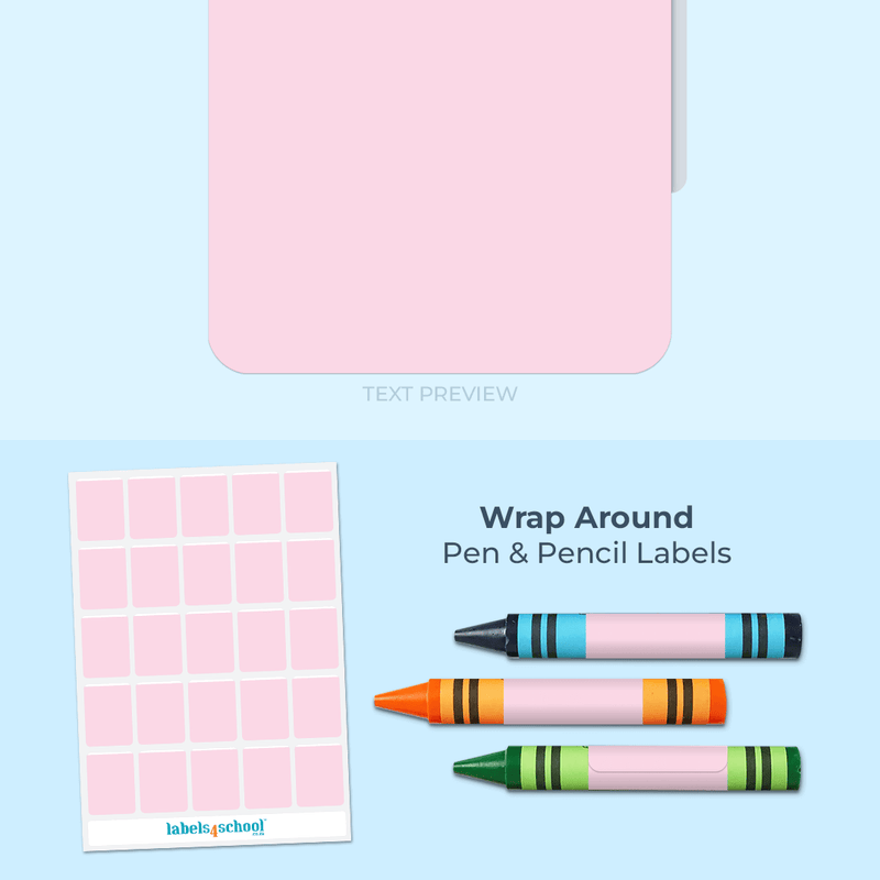 Pink Draw Labels Colour Wrap-Around Pencil Labels | Personalise Your School Supplies ...