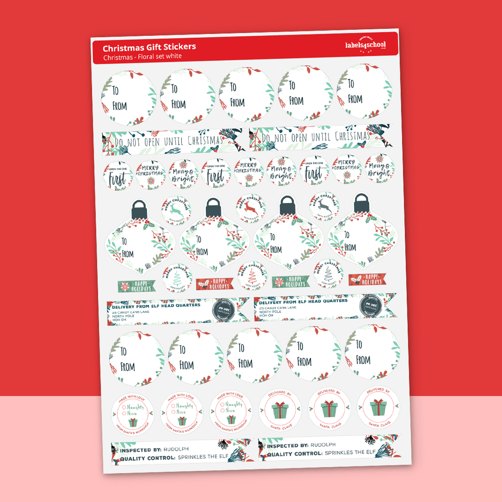 Christmas Florals White - Name Tags