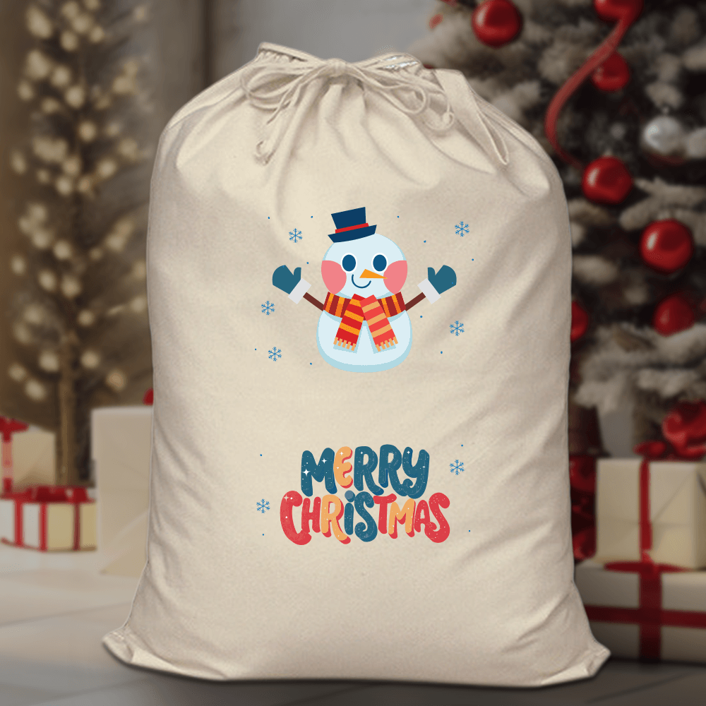 Personalised Santa Sack - Cute Snowman