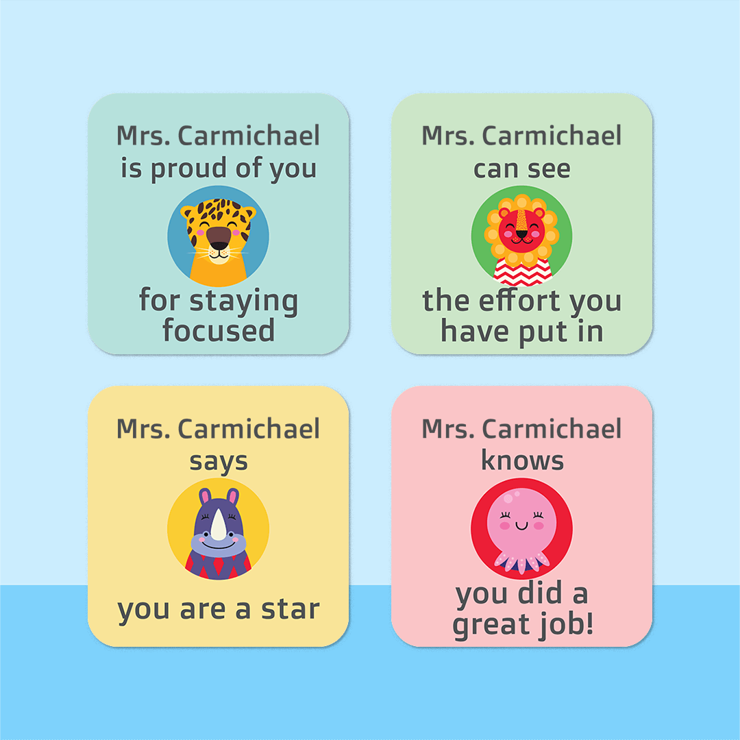 Personalised Animal Friends Merit Stickers
