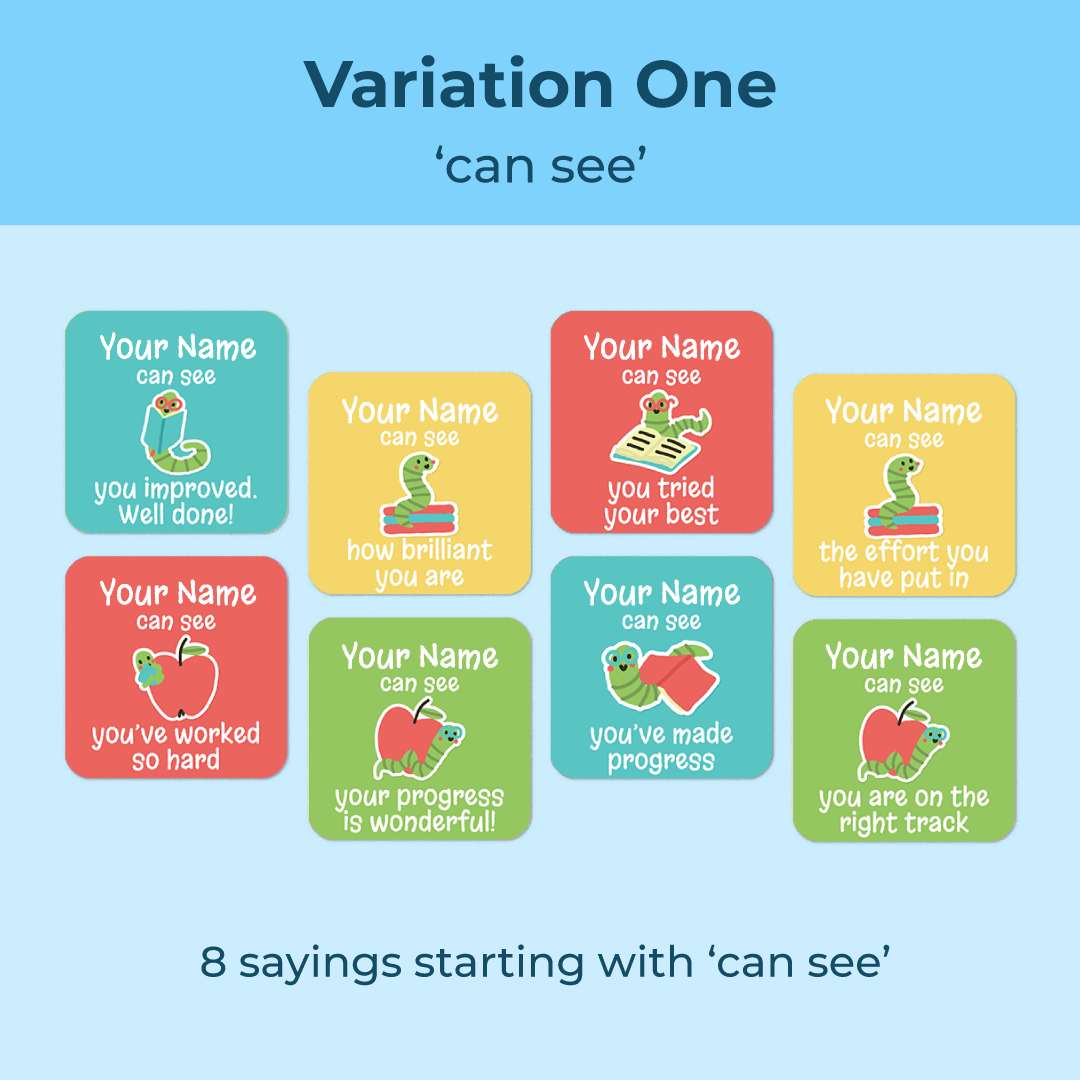 Personalised Bookworms Merit Stickers | UK Teacher Rewards ...