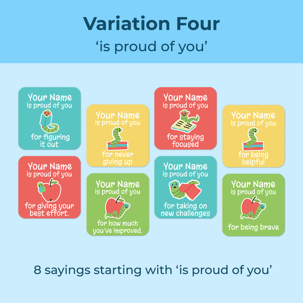 Personalised Bookworms Merit Stickers