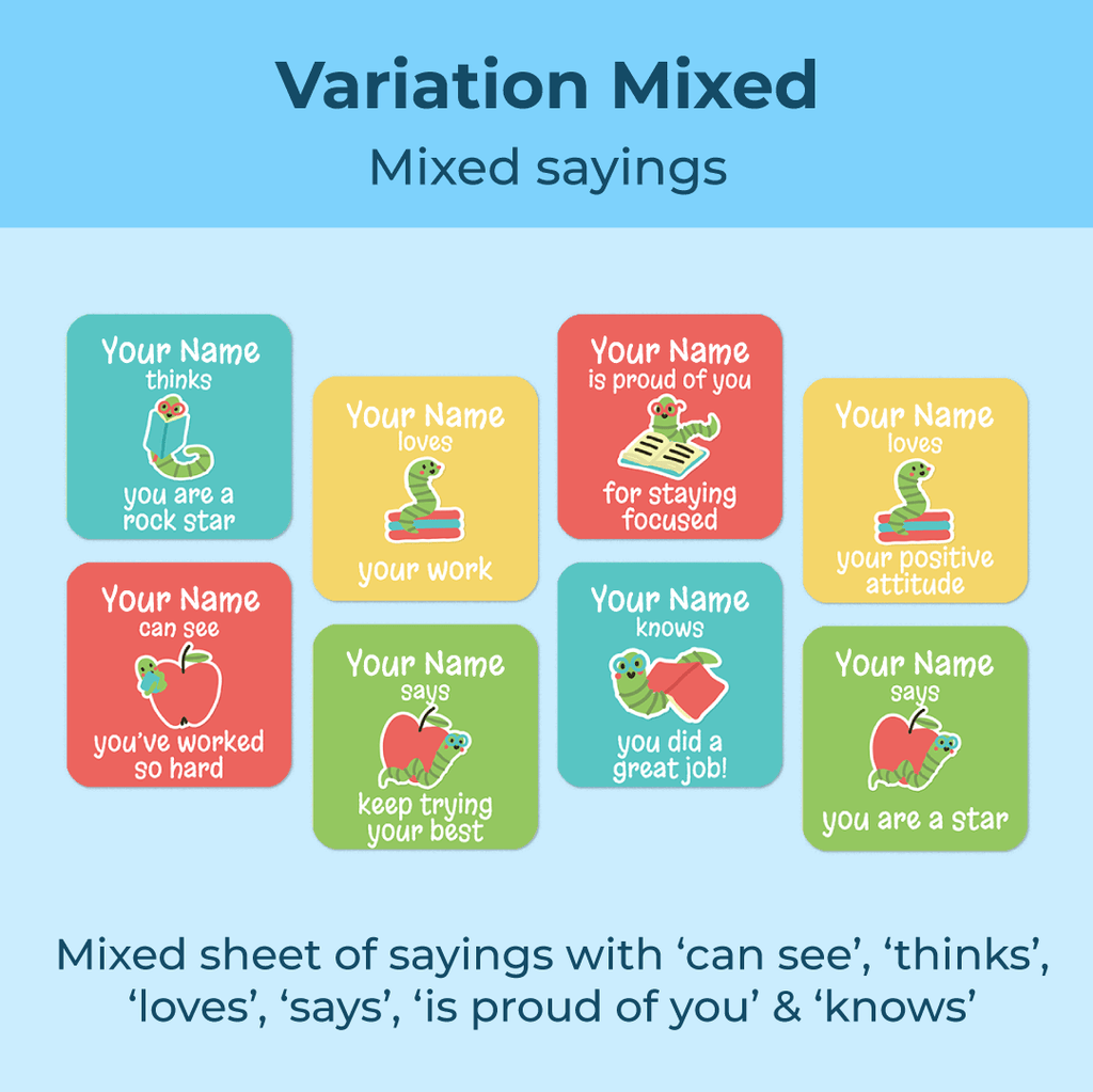 Personalised Bookworms Merit Stickers