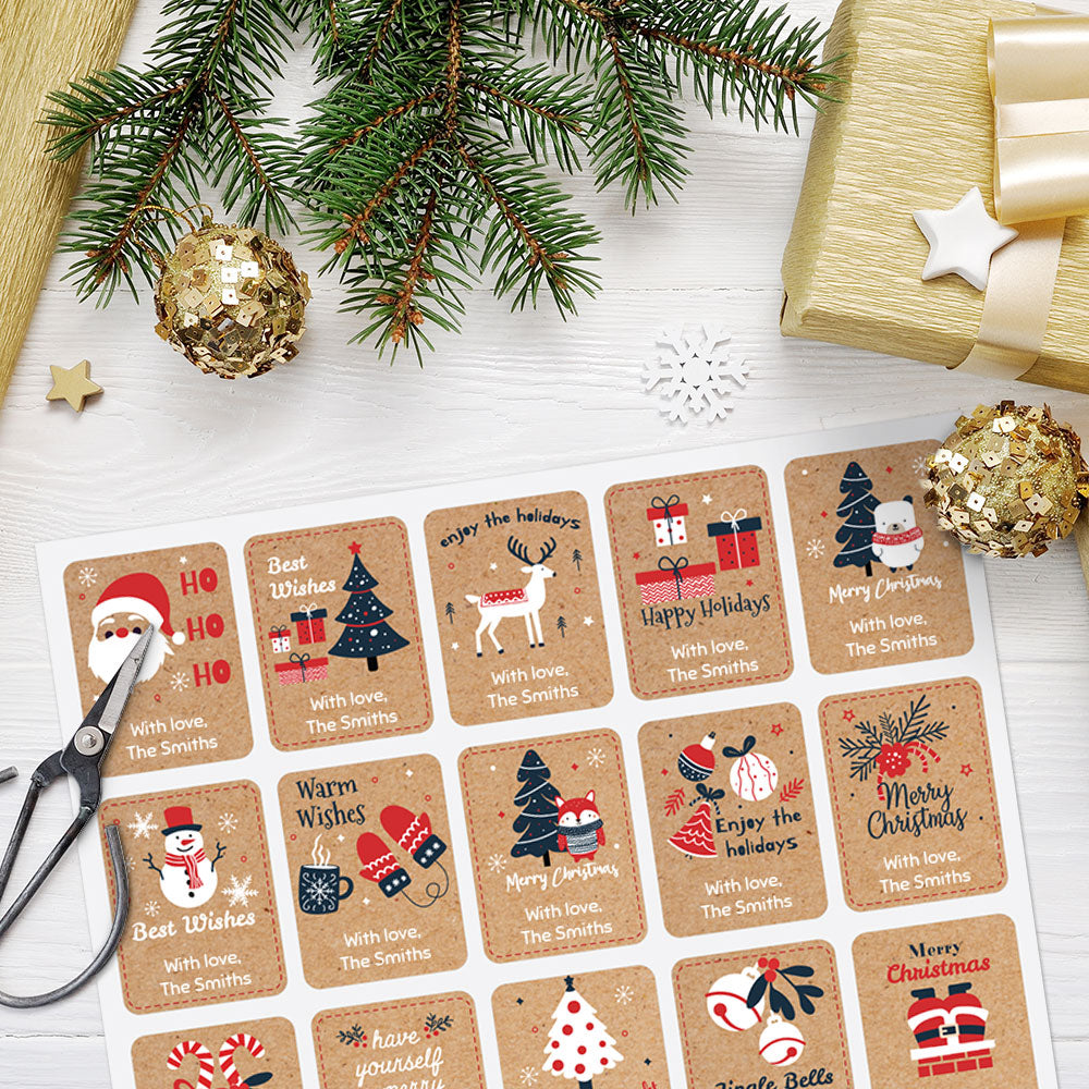Gift Number Labels Personalised Christmas Gift Labels | 50 Custom Festive Stickers ...