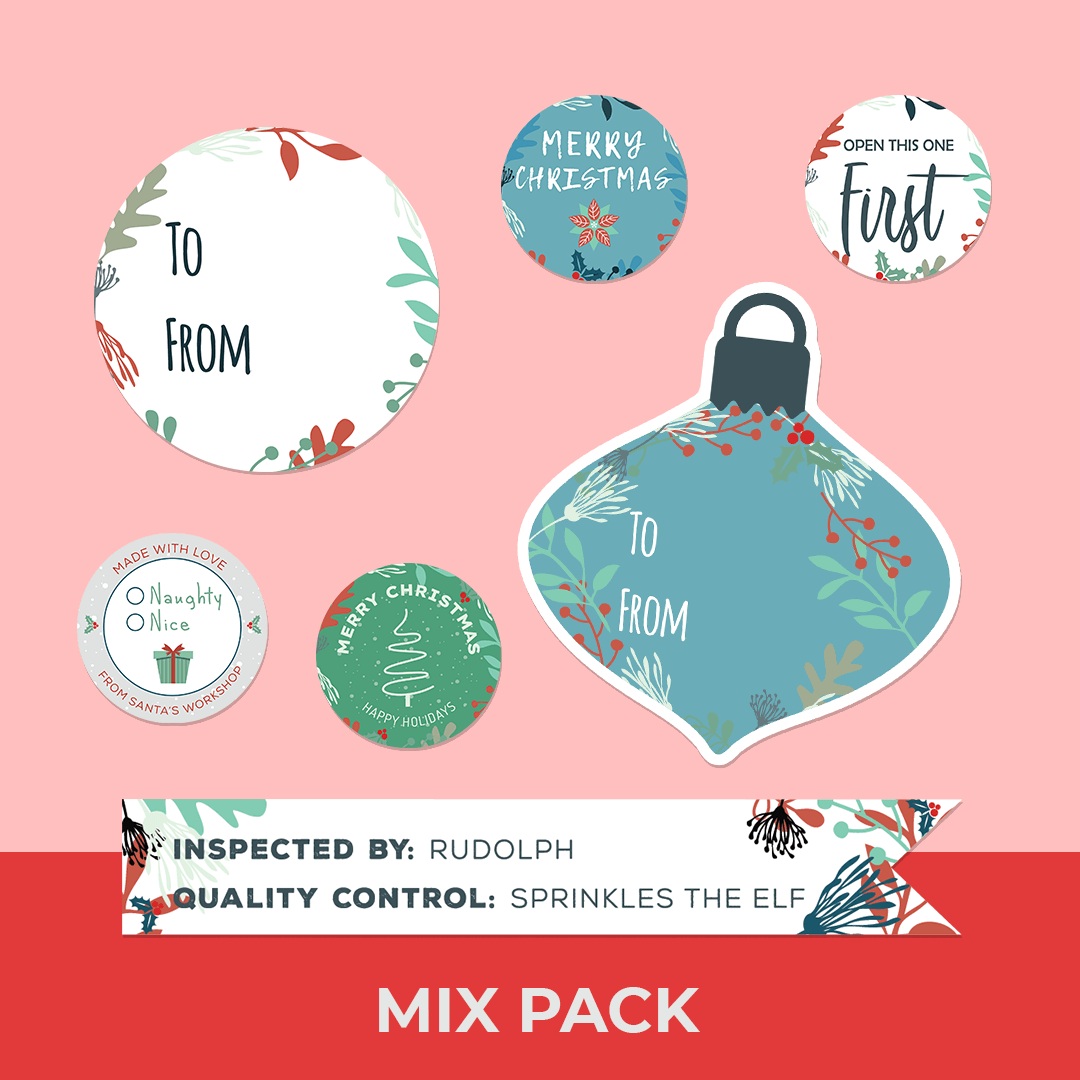 Christmas Florals Mix Pack Name Tags