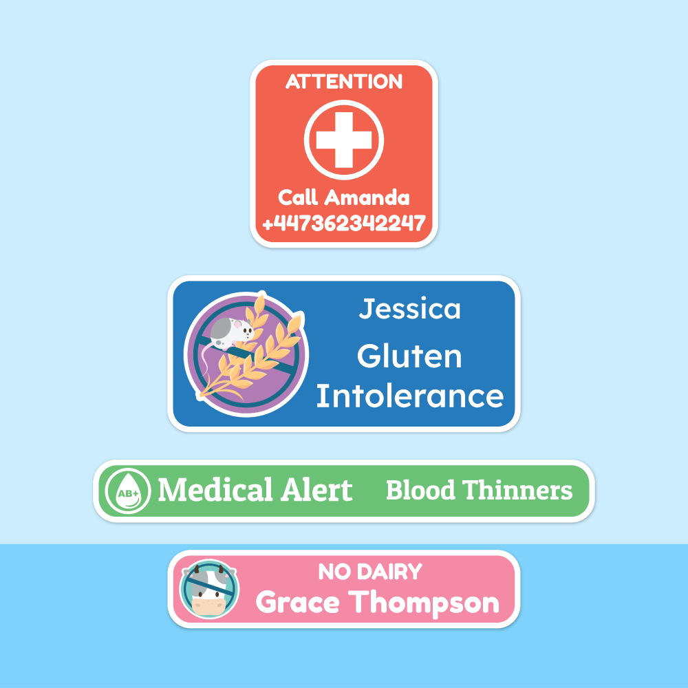 Personalised Medical Alert Stickers for Kids | Allergy ID ...