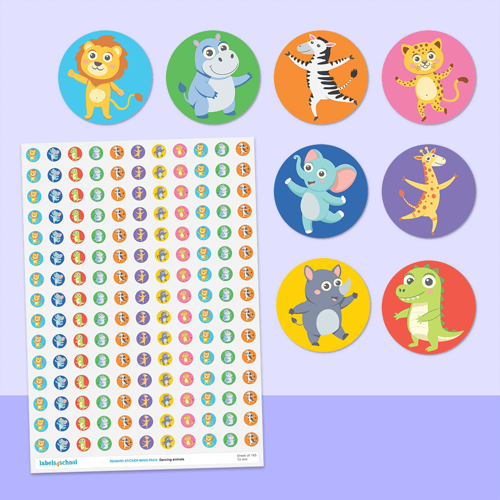 Dancing Animals Mini Dot Stickers