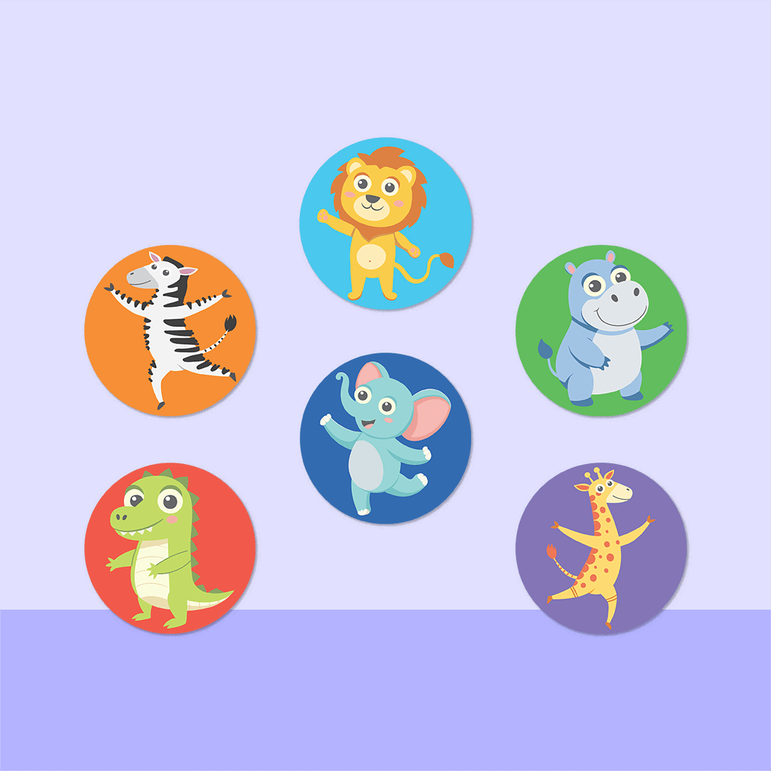Dancing Animals Mini Dot Stickers