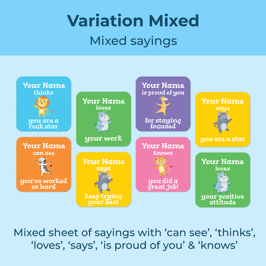 Personalised Dancing Animals Merit Stickers