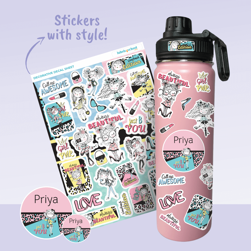 Sticker Sheets Boyish Personalised Kids Sticker Sheets | Waterproof Name Decals ...