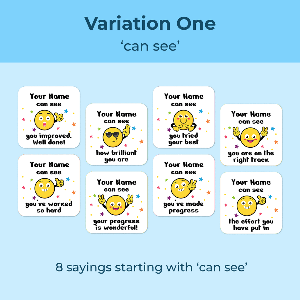 Personalised Emoji Friends Merit Stickers