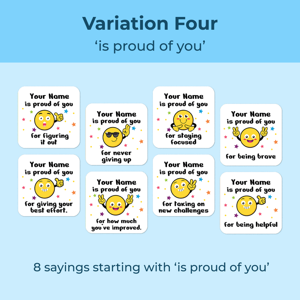 Personalised Emoji Friends Merit Stickers