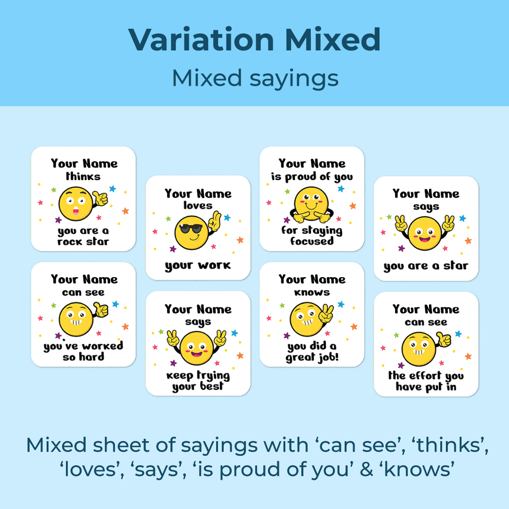 Personalised Emoji Friends Merit Stickers