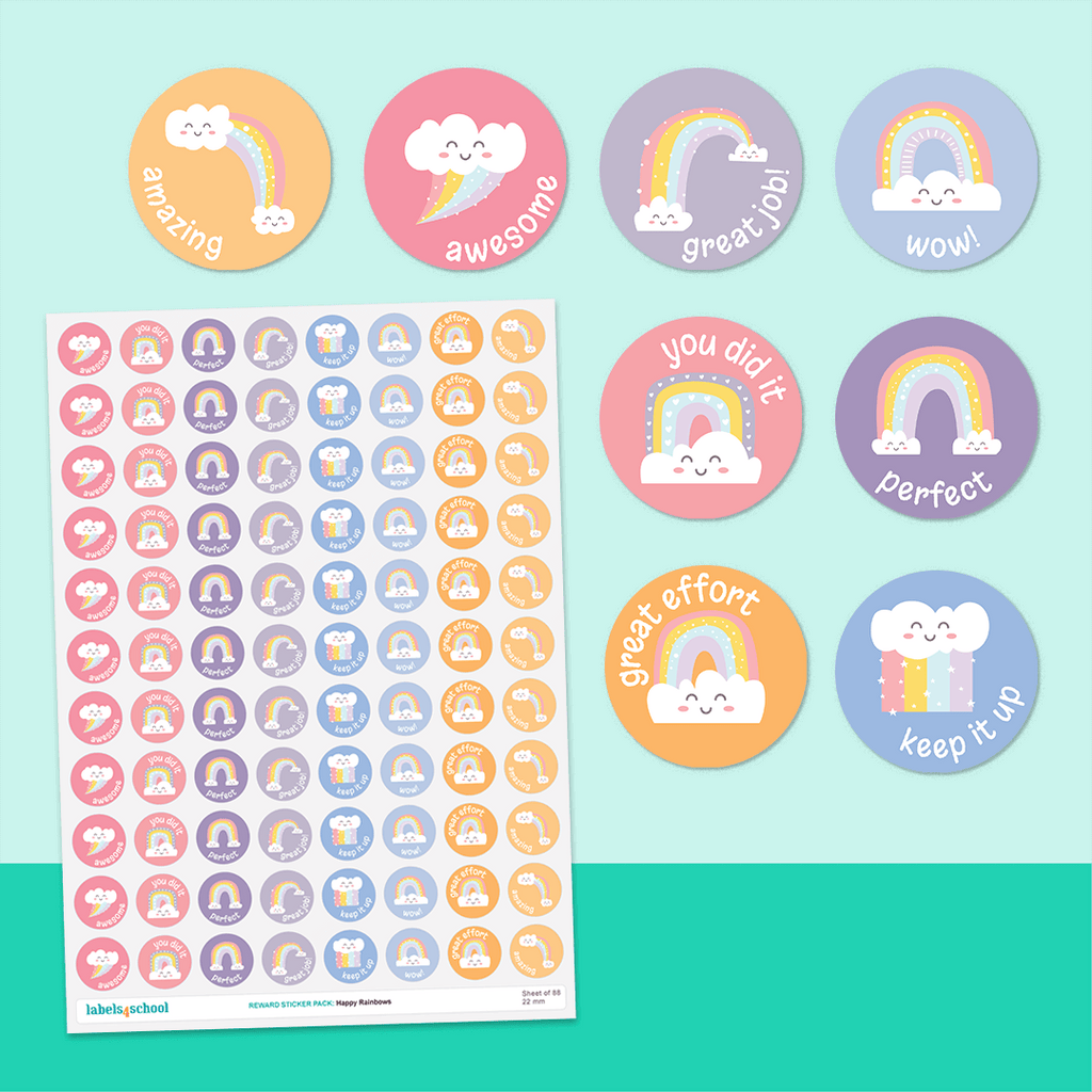 Happy Rainbows Merit Stickers
