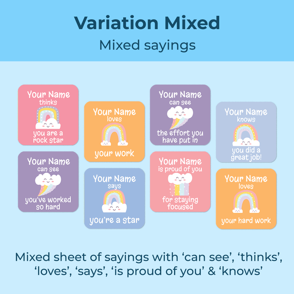 Personalised Happy Rainbows Merit Stickers