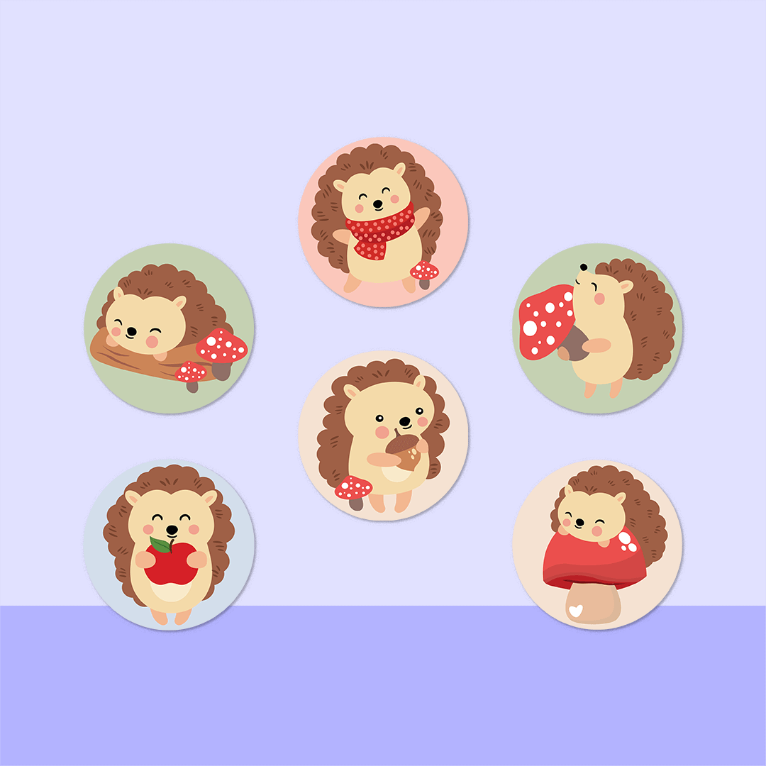 Hedgehogs Mini Dot Stickers