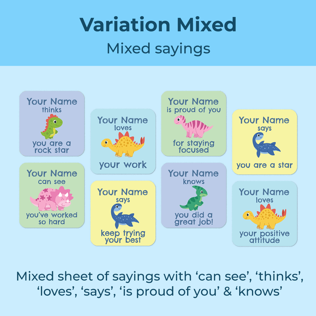 Personalised Little Dinos Merit Stickers