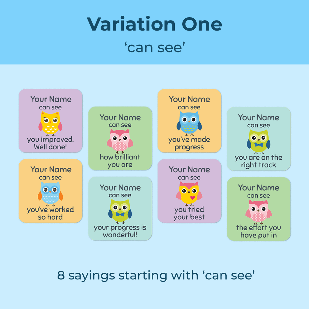 Personalised Little Owls Merit Stickers