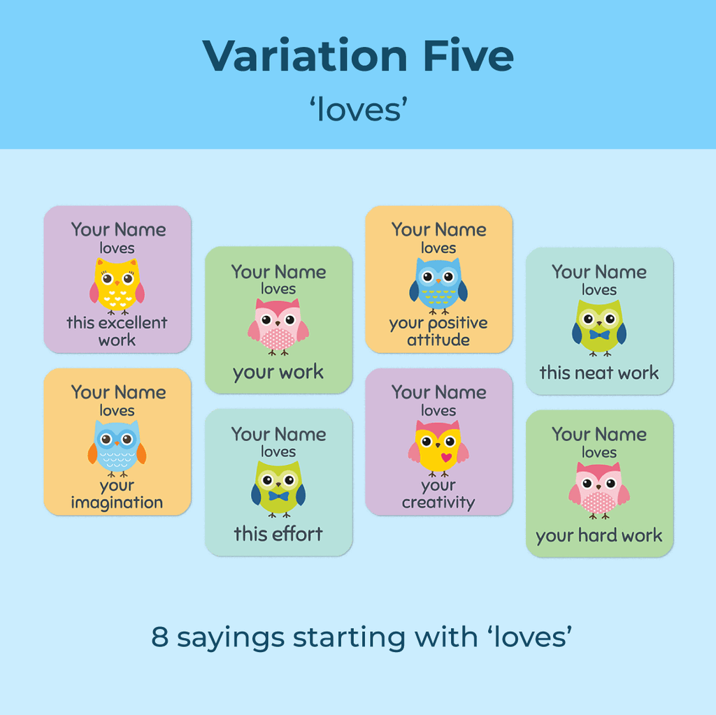 Personalised Little Owls Merit Stickers