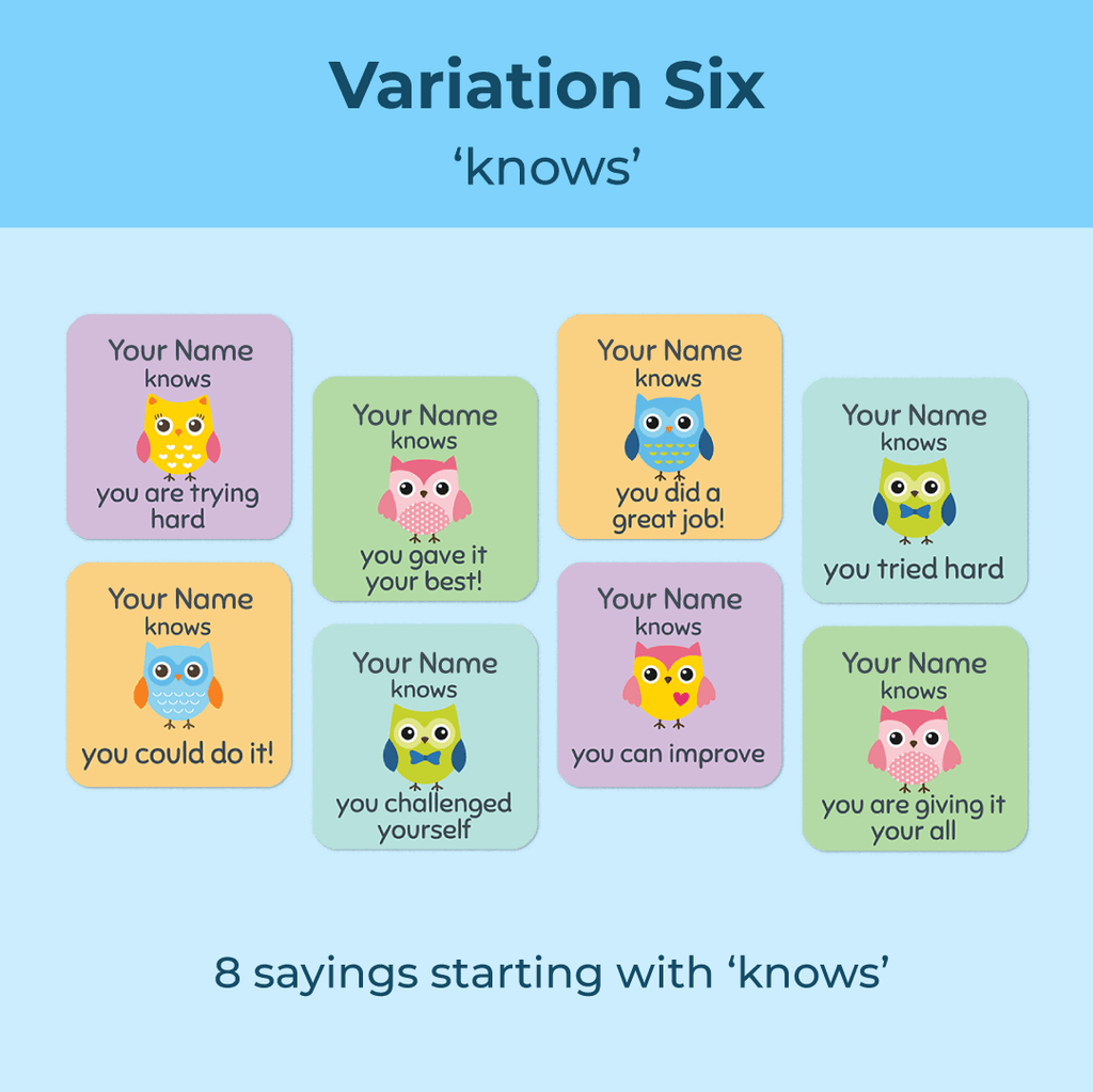 Personalised Little Owls Merit Stickers