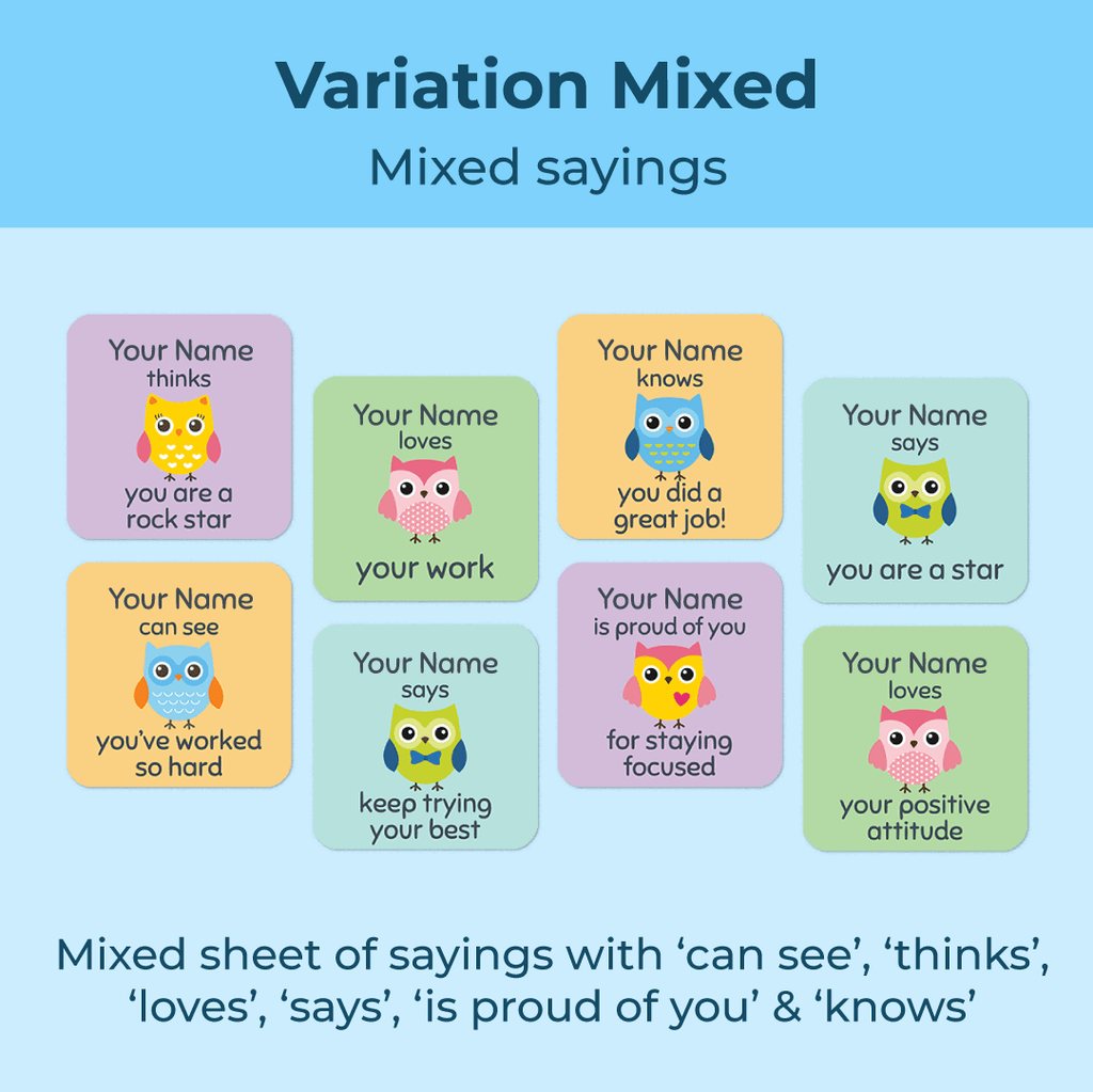 Personalised Little Owls Merit Stickers