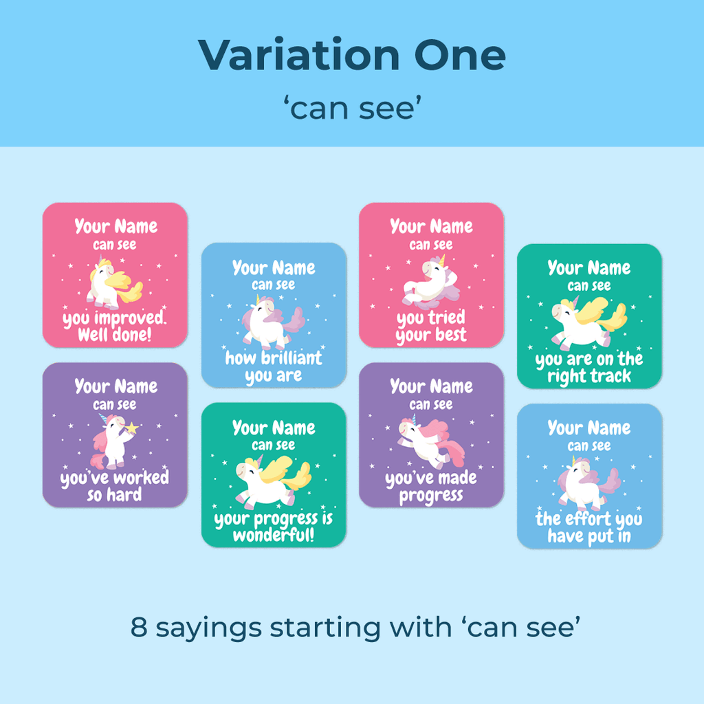 Personalised Little Unicorns Merit Stickers