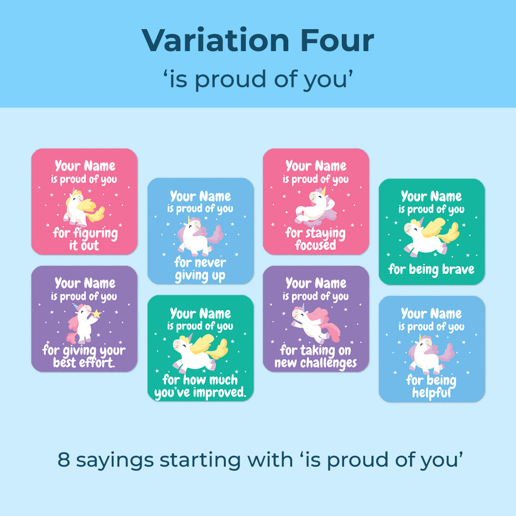 Personalised Little Unicorns Merit Stickers
