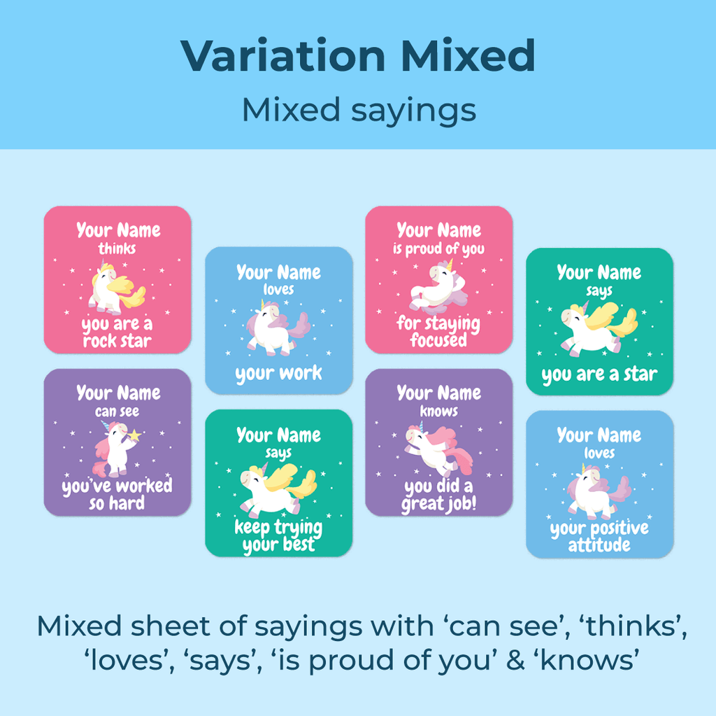 Personalised Little Unicorns Merit Stickers