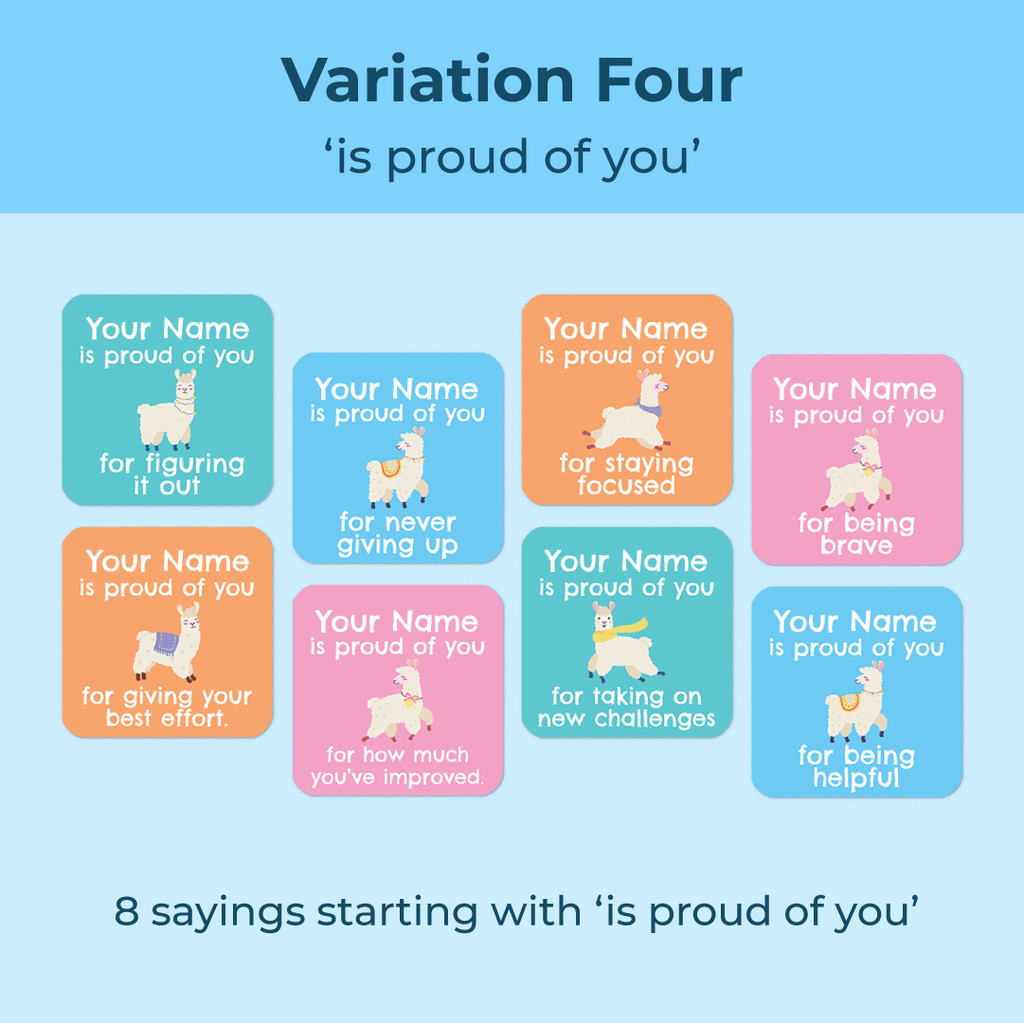 Personalised Llamas Merit Stickers