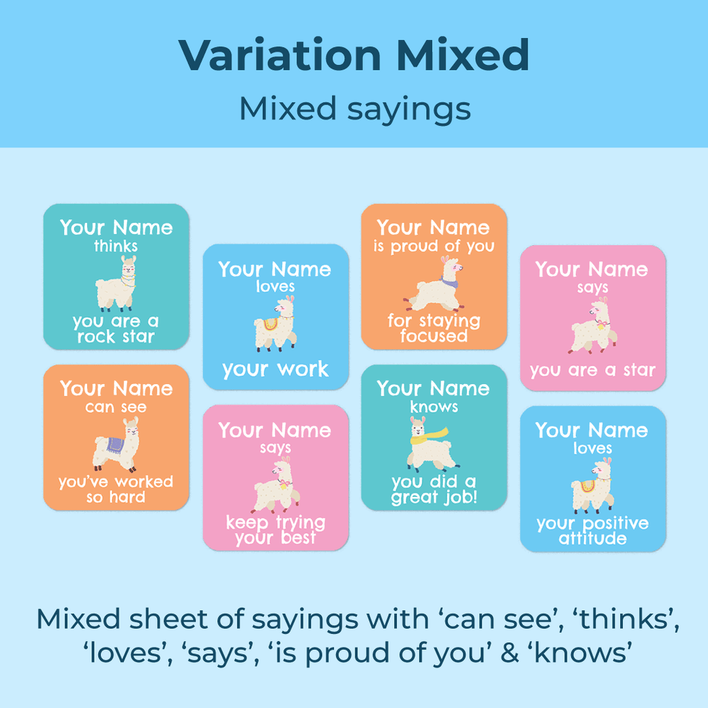 Personalised Llamas Merit Stickers