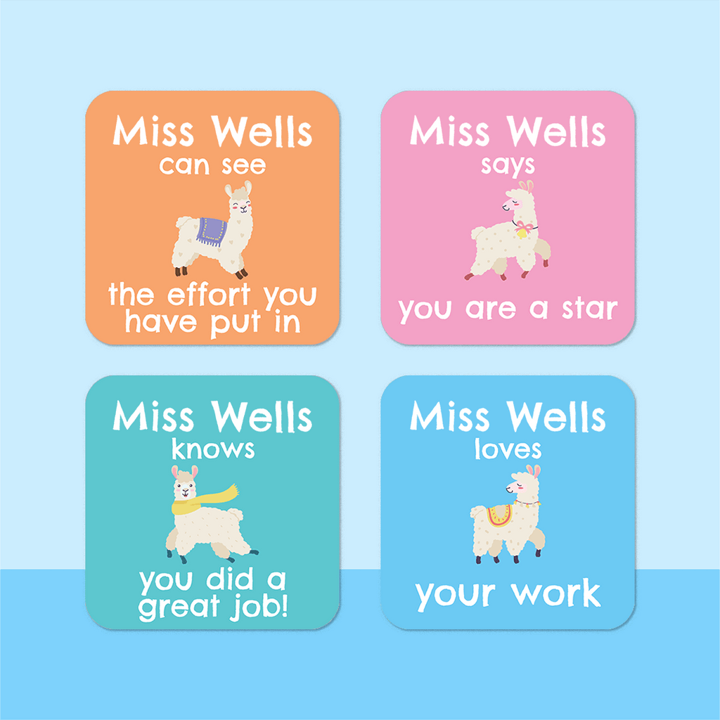 Personalised Llamas Merit Stickers