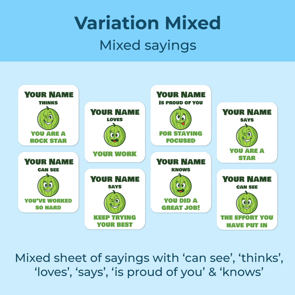 Personalised Melons Merit Stickers