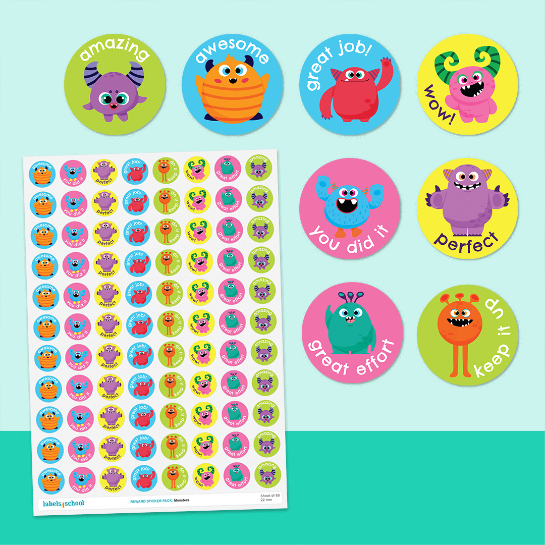 Monster Merit Stickers for Teachers | 176 Reward Labels – Labels4School UK