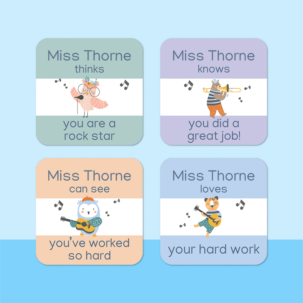 Personalised Musical Animals Merit Stickers