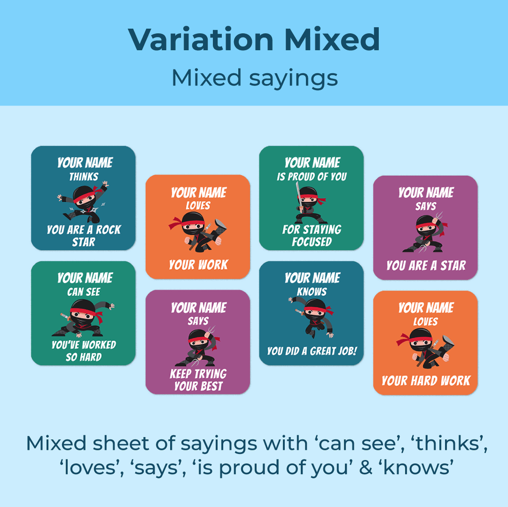 Personalised Ninjas Merit Stickers