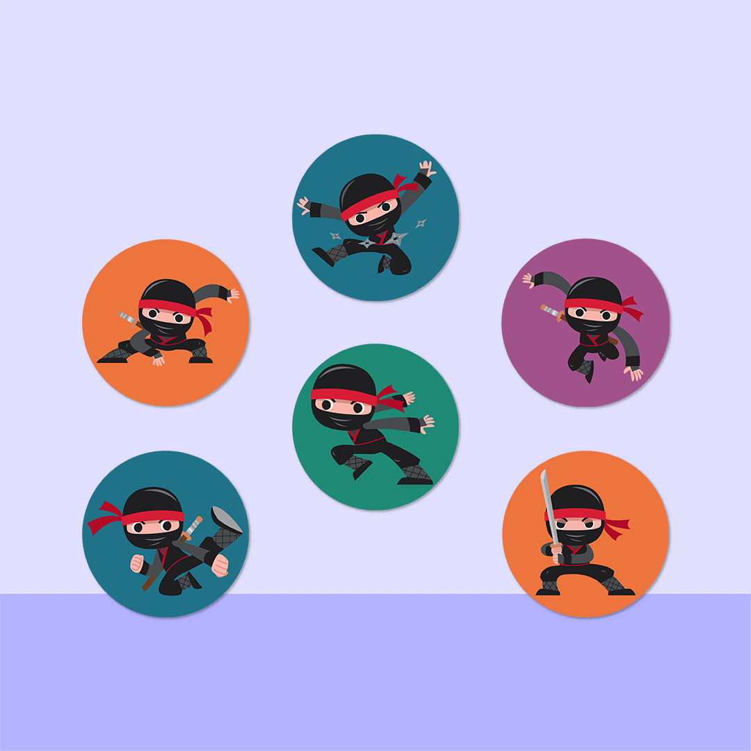 Ninjas Mini Dot Stickers