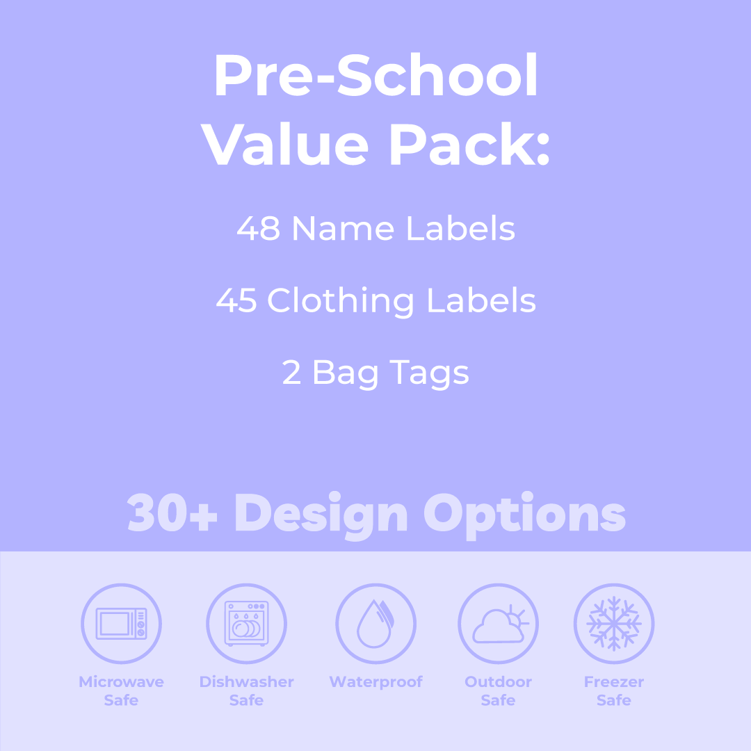Colour Pre-school Pack | 65 Personalised Name Labels | Labels4school ...