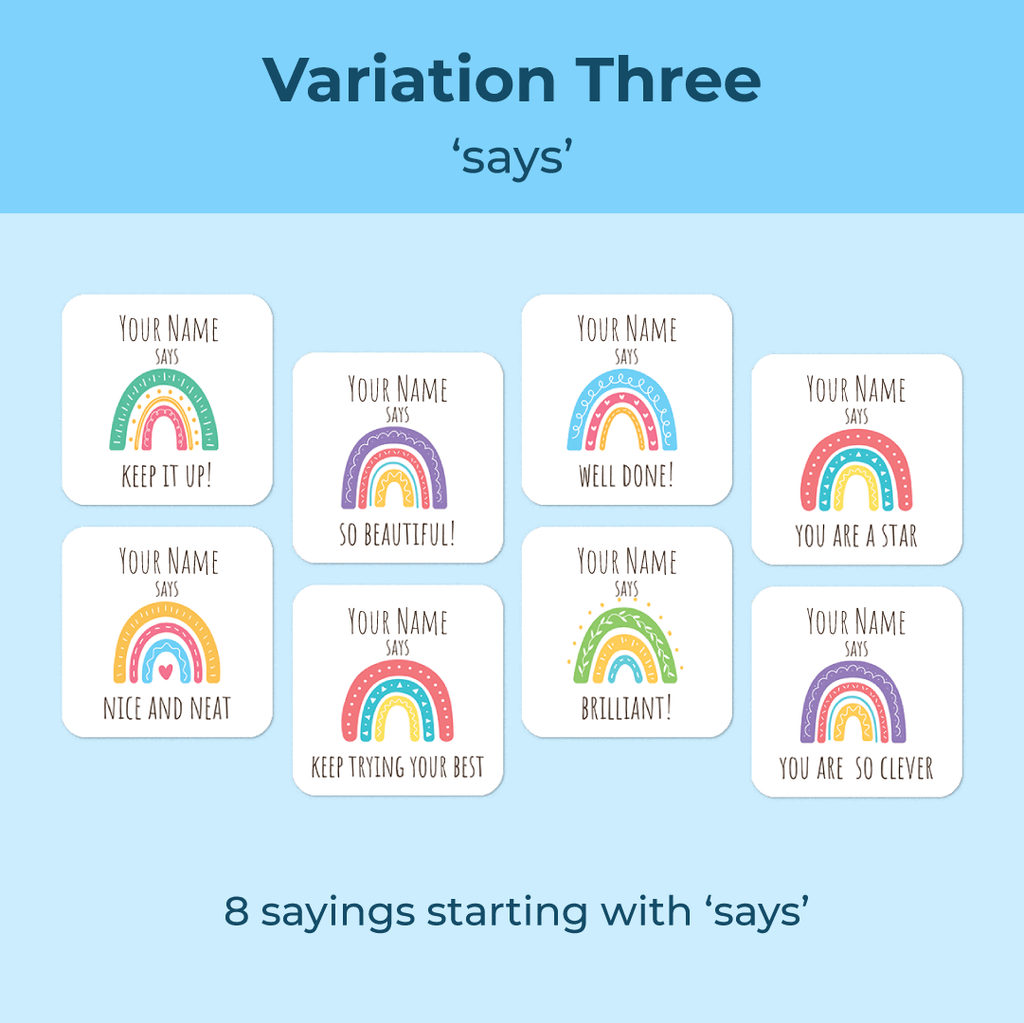Personalised Rainbows Merit Stickers