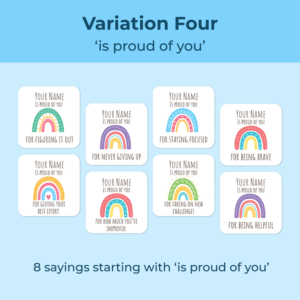Personalised Rainbows Merit Stickers