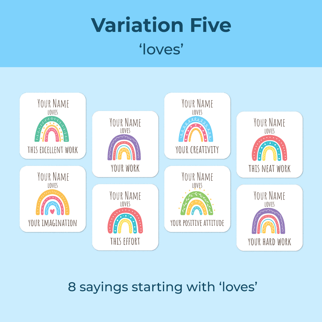 Personalised Rainbows Merit Stickers