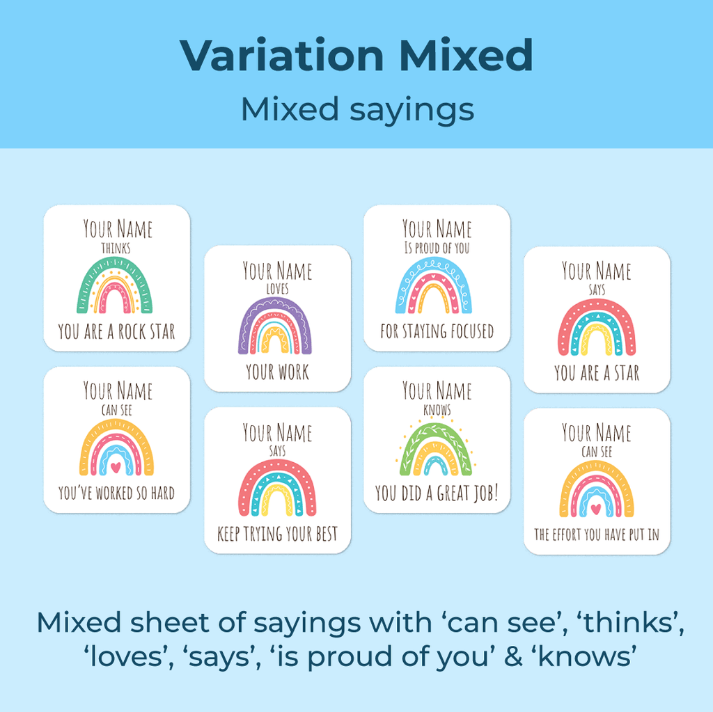 Personalised Rainbows Merit Stickers