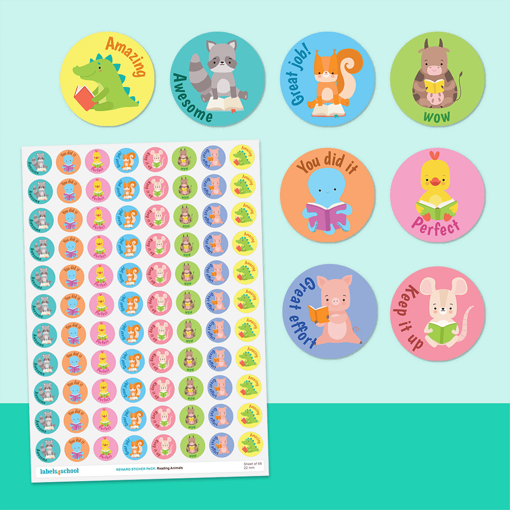 Reading Animals Merit Stickers
