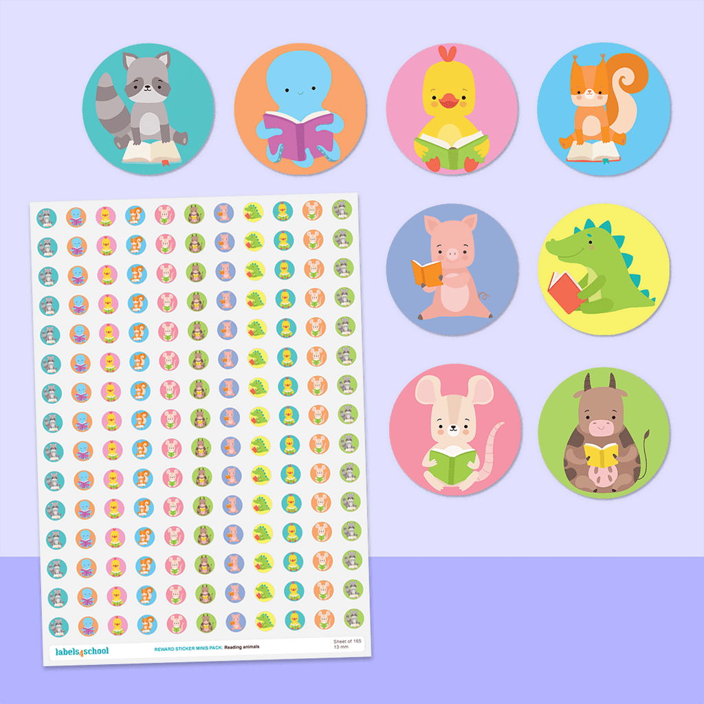 Reading Animals Mini Dot Stickers