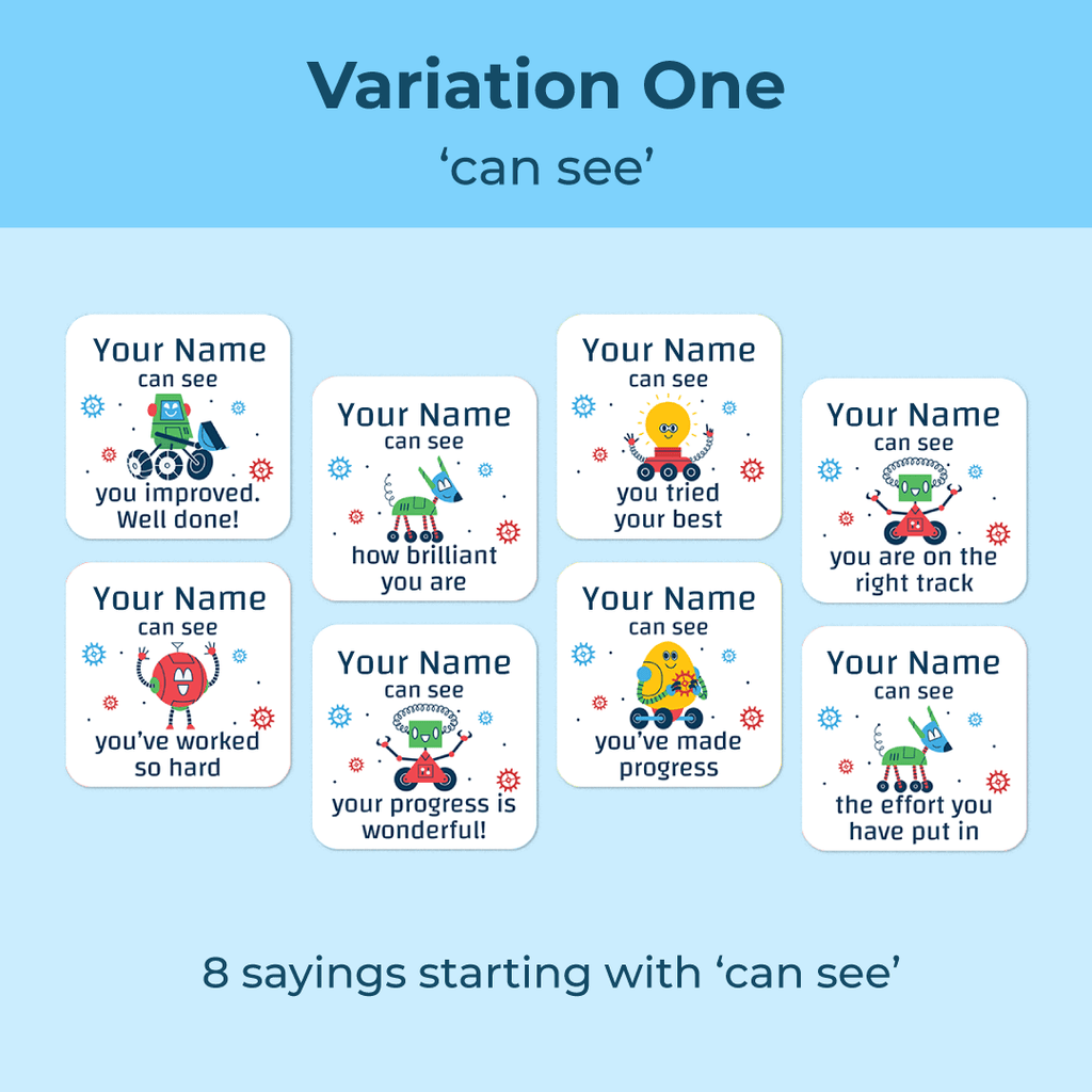 Personalised Robots Merit Stickers