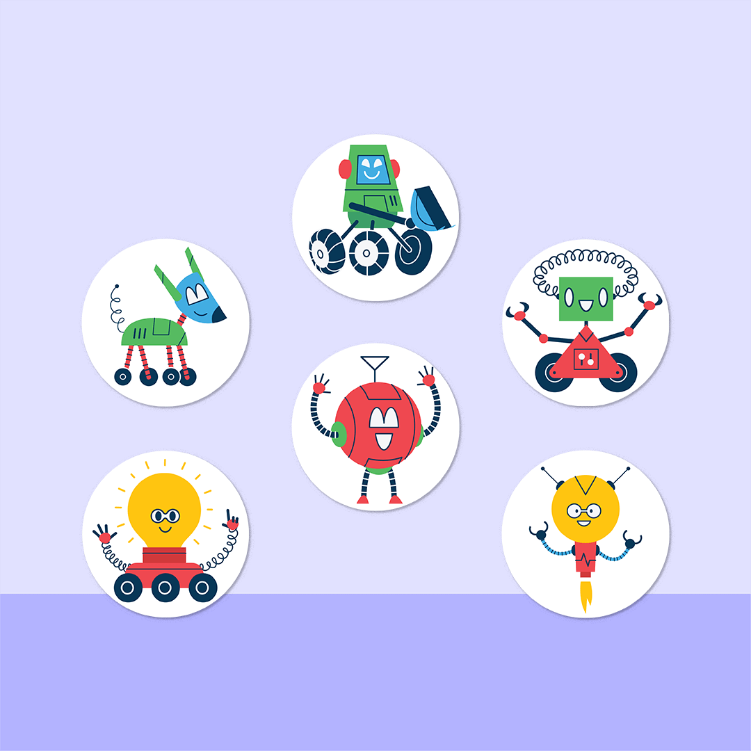 Robots Mini Dot Stickers