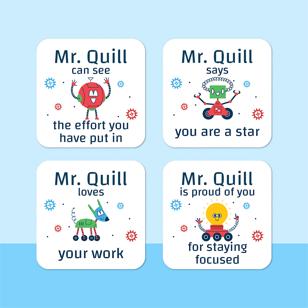 Personalised Robots Merit Stickers