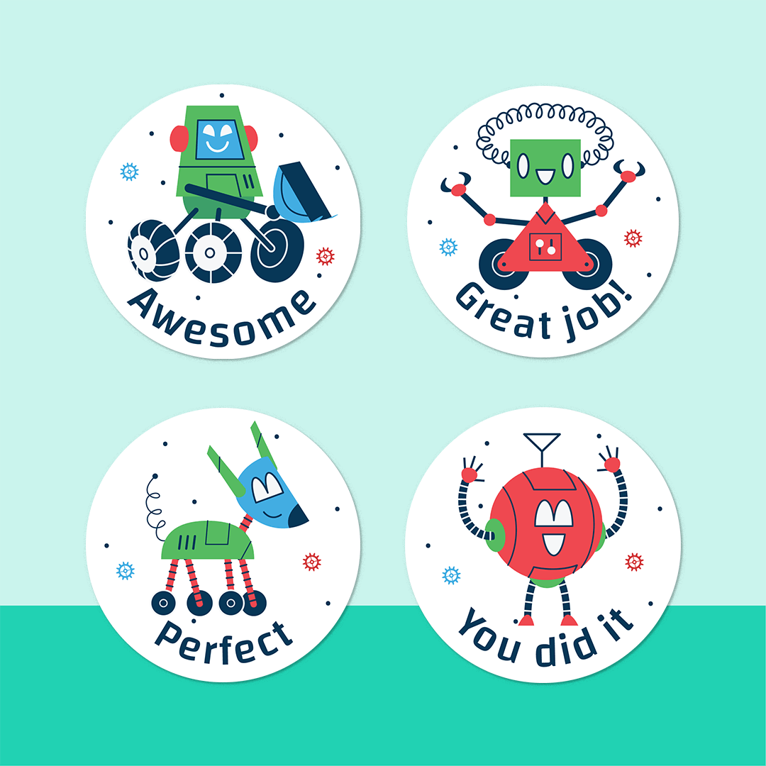 Robots Merit Stickers
