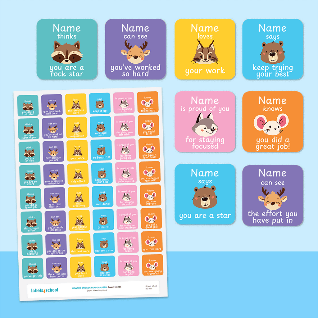 Personalised Forest Friends Merit Stickers