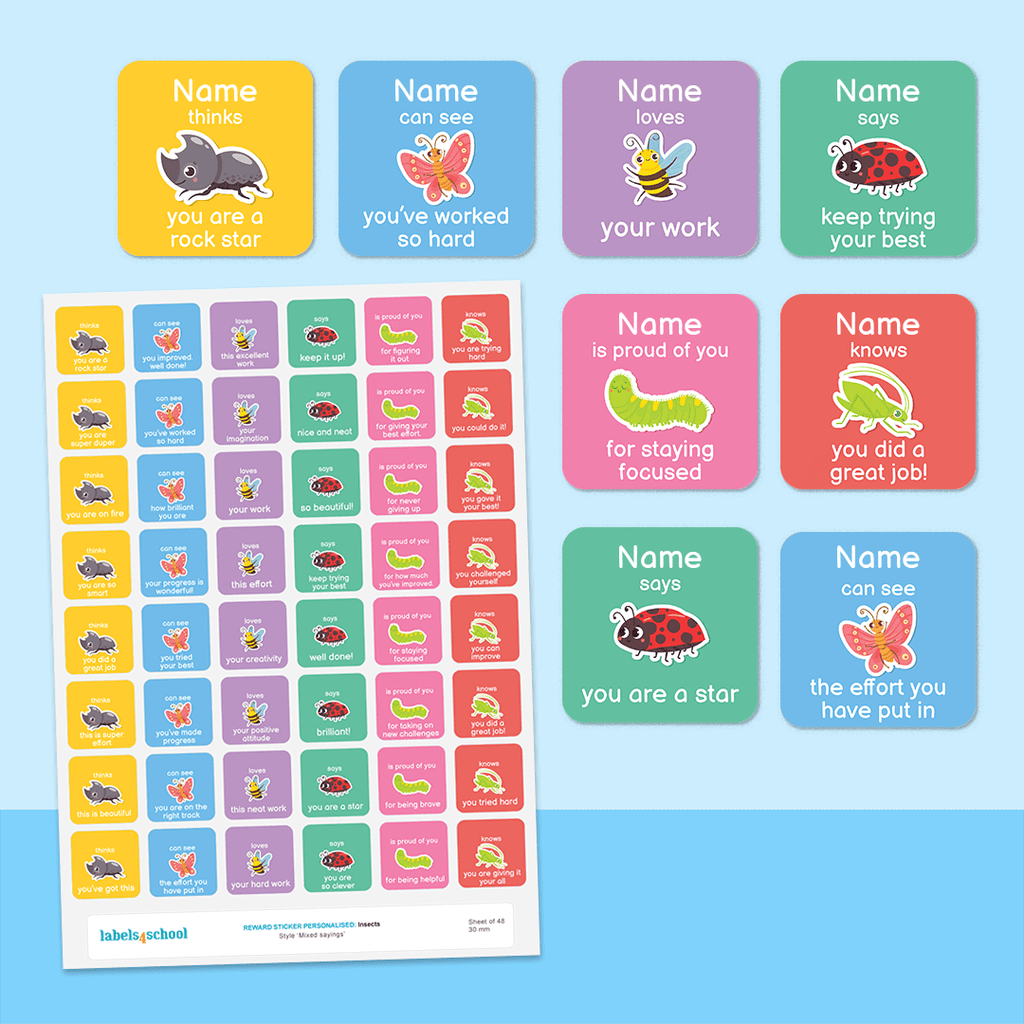 Personalised Insects Merit Stickers
